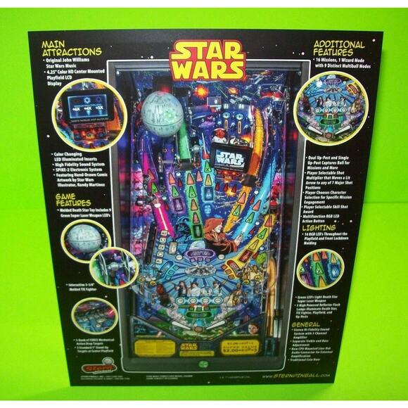 Star Wars Pro Pinball FLYER Comic Book Art Model Original Space Age Sci-Fi Sheet - Picture 3 of 7